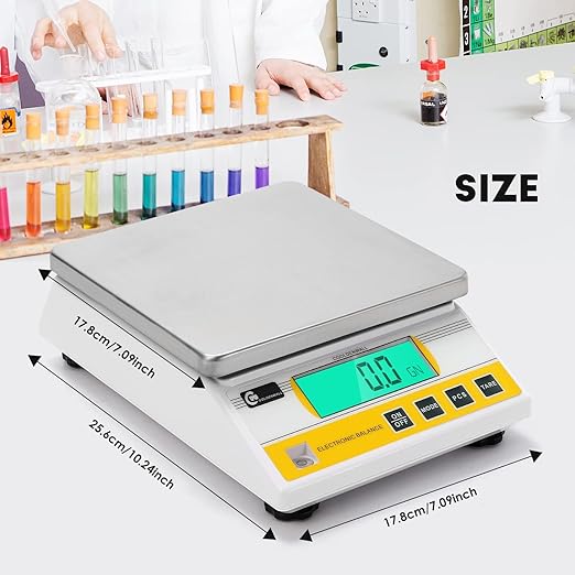 CGOLDENWALL 10kg x 0.1g Digital Precision Electronic Balance Laboratory Lab Scale Industrial Weighing and Counting Scale Table Top Scale g/ct/lb/oz/DWT/tl Multi-Units Switchable (10000g, 0.1g)