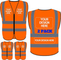BeautyWill Custom Safety Vest Customized Logo Class 2 High Visibility Reflective Vest with Pockets Construction workwear