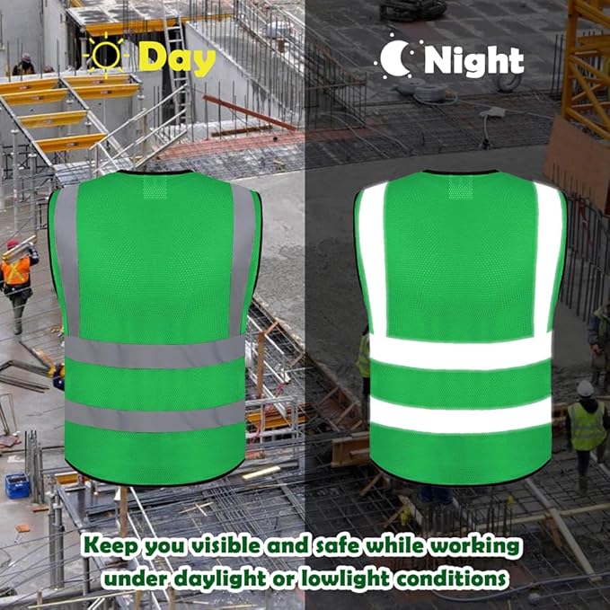 BeautyWill Custom Logo 10/20 Pack Safety Vest Class2 High Visibility Vest with Pockets Breathable Construction Vest Bulk