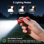 Blukar Rechargeable EDC Flashlight, Mini Keychain Flash Light with 3 Lighting Modes, Memory Function, Waterproof, Compact and Portable Pocket Light for Everyday Carry, Emergency,Camping-Red