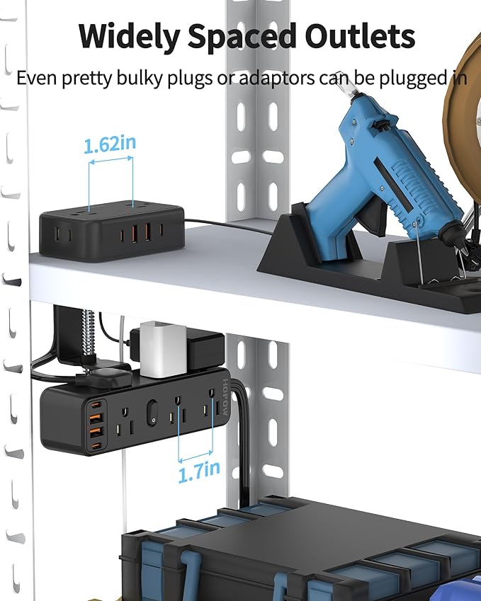 Dual Layer Desk Clamp Power Strip with 13 AC Outlets 8 USB (4 USB C), Fit 2.75" Tabletop, Desktop Edge Mounted Surge Protector (1700J),10 Ft Extension Cord, Desk Outlet for Office Home, Black
