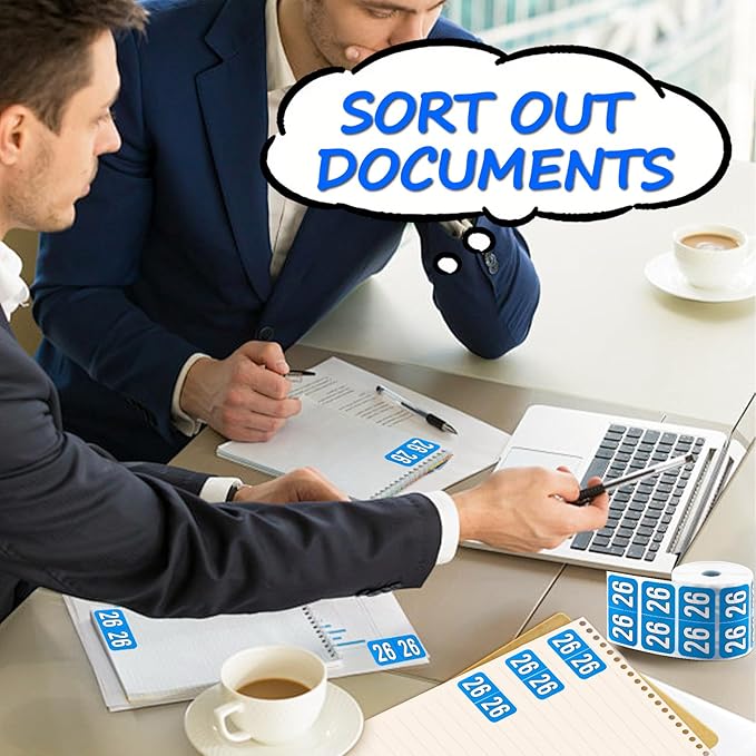 500 Pcs 2026 Year Stickers, Waterproof File Folder Labels, Self-Adhesive Rectangle Tabs for End Folders and Envelopes, Number Tabs, Office and Home Supplies (Blue)