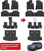 Lasfit Floor Mats & Backrest Mats & Cargo Mat for Hyundai Santa Fe 2026 2025 2024 (Fit Gas & Hybrid), All Weather TPE Custom Fit Floor Liners for Santa Fe Full Set Car Mats Accessoires, Black