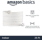 Amazon Basics Extension Cord, 25 Ft, 3 Prong Outlet Extender, Indoor Extension Cord, 13 Amps, 125V, White
