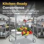 Northsky 2-Shelf Wire Utility Cart on Wheels, Chrome Finish Rolling Metal Shelving with Wheels, 550lb Capacity, 24" x 18" x 38", 2 Tier Rolling Cart for Kitchen Bar Storage Use