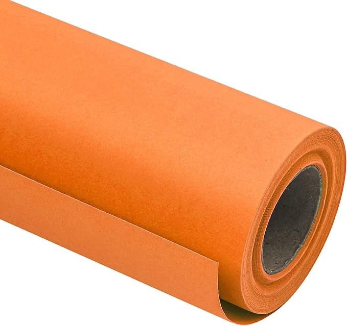 RUSPEPA Orange Kraft Paper Roll - 36 inches x 100 feet - Recyclable Paper Perfect for Wrapping, Craft, Packing, Floor Covering, Dunnage, Parcel, Table Runner