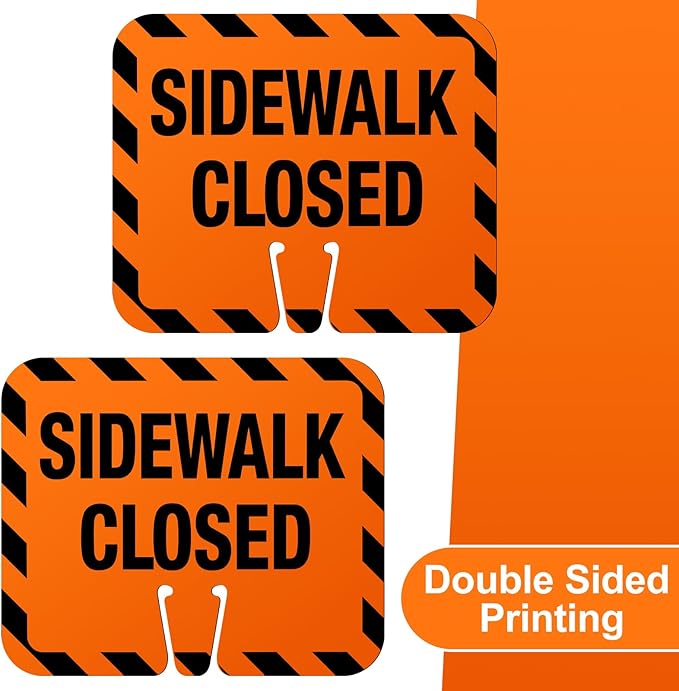 3 Pcs Plastic Sidewalk Closed Sign Bulk for Traffic Cones Top Road Warning Signs 10.4" Height x 12.6" Width x 0.05" Thickness for Outdoor Barricade Construction Caution
