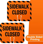 6 Pcs Plastic Sidewalk Closed Sign Bulk for Traffic Cones Top Road Warning Signs 10.4" Height x 12.6" Width x 0.05" Thickness for Outdoor Barricade Construction Caution
