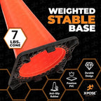 Xpose Safety 28 Inch Orange Traffic Cones, 6-Pack - Multipurpose PVC Plastic Safety Cone for Parking, Soccer, Caution, Kids and Construction - DOT Approved