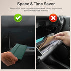 CoBak Leather Car Registration and Insurance Holder with Magnetic Compartment - Vehicle Glove Box Organizer for Driver License, Cards, Emergency Cash - Auto Truck Accessories Case, Dark Green