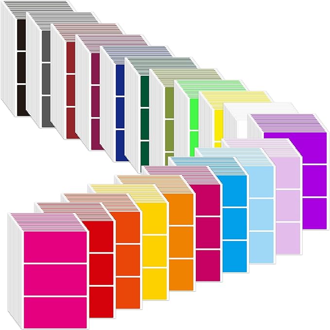 Marspark 900 Pieces Colored Labels Stickers 2" x 4" Large Color Coded Labels Stickers Moving Packing Label for Boxes in 20 Assorted Colors Name Tags for Boxes Storage Bins