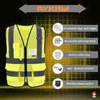 A-SAFETY High Visibility Mesh Safety Reflective Vest with Pockets and Zipper,Hi Vis Viz Reflective Safety Vest(Yellow Mesh XXL)