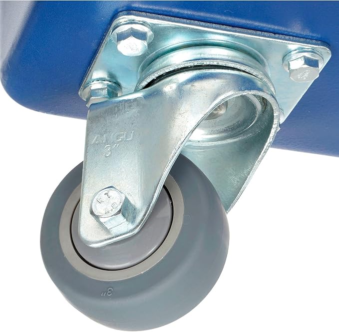 Global Industrial 6 Bushel Plastic Bulk Box Truck, Direct Mount Base, 500 lbs. Capacity, 3" Non-Maring Rubber Casters, Blue, 33-2/5"L x 23" W x 24-1/2"H