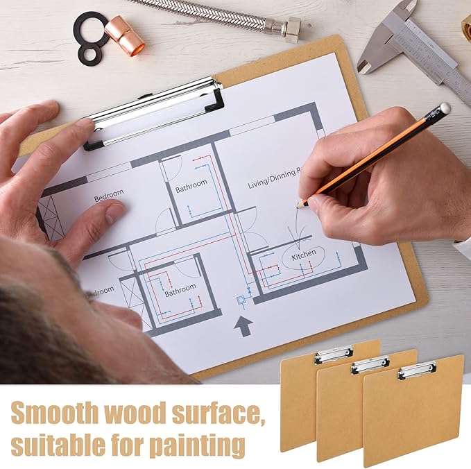 Sherr 30 Pcs Clipboard 9 x 13 Inch Large Brown Wooden Horizontal with Low Profile Clip Landscape Clipboard Layout for School Classroom Office Drawing Sketching Art Back to School Supplies