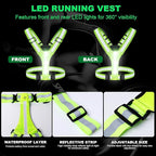 Reflective Running Gear with Led Armband Rechargeable, 5 Colors Lights Up Reflective Running Vest Rechargeable for Night Walking Running Cycling Jogging, Adjustable Size for Men Women Kids