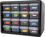 Akro-Mils 16-Drawer Plastic Drawer Storage Cabinet for Garage Organization, Beads, Makeup Organizer, Building Bricks Storage, Teacher Toolbox, 10-1/2" W x 6-1/2" D x 8-1/2" H, 10716 Black