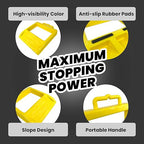 Pallet Jack Wheel Chock 2 Packs, Premium Pallet Jack Stopper for Truck 13.4" Length x 10.6" Width x 1.9" Height (Yellow)