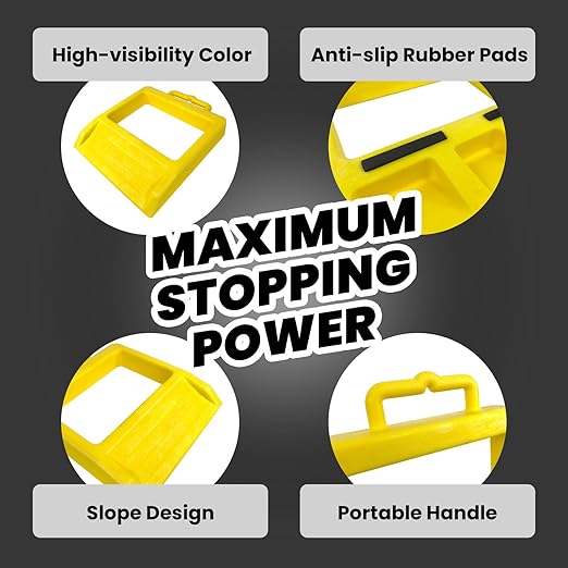 Pallet Jack Wheel Chock 2 Packs, Premium Pallet Jack Stopper for Truck 13.4" Length x 10.6" Width x 1.9" Height (Yellow)