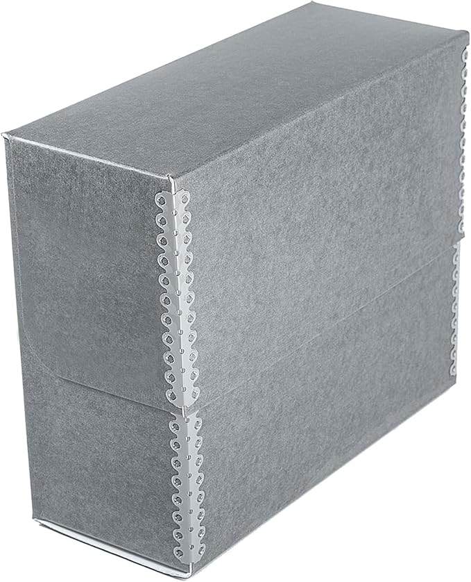 Lineco Archival Document Storage Box with Metal Edge, Acid-Free Gray Boxboard, Organize and Store Files, Prints, Photos, Jumbo-Sized Case 15.5" x 12.5" x 5" Wide