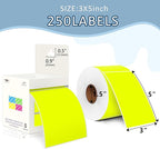 PARLAIM 3 X 5 Inch 1000Per/4Rolls Rectangle Inventory Color Coding Labels,Roll Square Label Stickers for Home (Fluorescent Yellow)