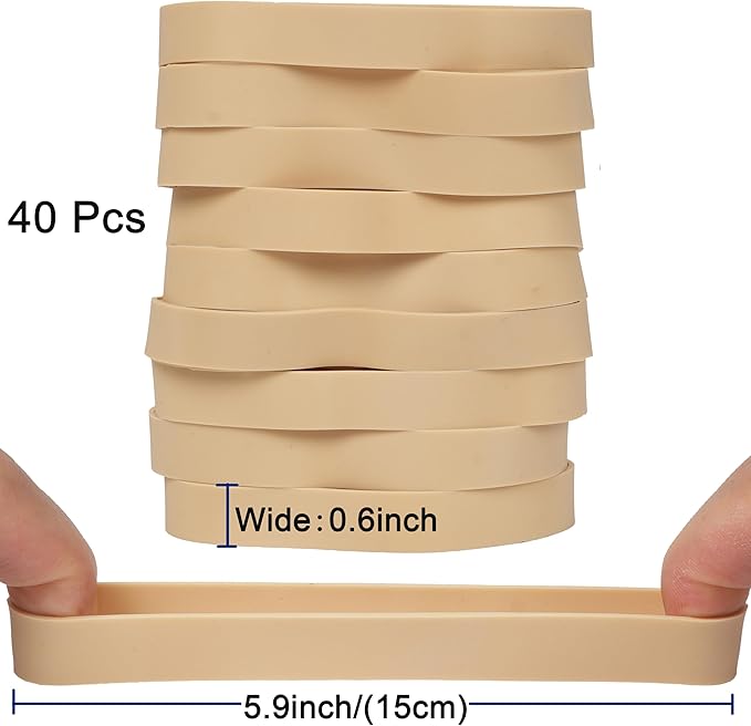 HAIDIBAO-Rubber Bands 40 Pcs Size#105 Big Wide Rubber Band Large Elastic Rubber Bands Office Supplies Heavy Duty Strong Elastic Bands Outdoor (5.12" x 0.6")