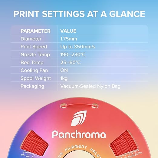 Panchroma PLA Steel Grey 3D Printer Filament, 1.75mm, 1kg Spool, Easy to Print, High Speed Printing, Tangle Free, AMS Compatible, Perfect for Toys, Decor, Miniatures, Models & Cosplay