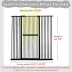 Lumizone Extra Tall Cat Gate 61.02" High Pressure Mounted Extra Wide 59.25"-63.38" (17Sizes) 1.37" Gap No Drilling Auto-Close Tall Pet Gate for Dogs (Black, 59.25"-63.38" W)