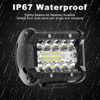 4 Inch 60W LED Pods - 4PCS Spot Flood Combo Off Road Light Triple Row Work Light 6000LM Driving Fog Lamps for Pickup Truck Jeep ATV UTV SUV Boat