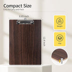 Wood-Grain Lap Board Clipboard, for Letter & A4 Size Solid Wood Texture Writing & Sketching Board with Heavy-Duty Clip (Walnut, 2)