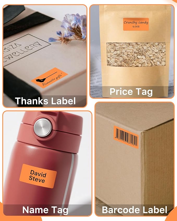 iEager 2x1 Inch Thermal Labels, Orange Rectangle Thermal Printer Stickers, Durable Shipping Label Printer Sticker for Barcode, Name, Address, 1000 Labels/Roll