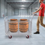 Large Platform Truck Cart, 440LBS Heavy Duty Push Cart Dolly with Cage, 39 x 24in Steel Flatbed Carts Flat Dollys Hand Trucks for Groceries, Garage, Warehouse, Equipment