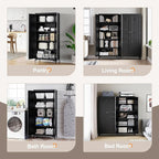 Yizosh Metal Pantry Cabinet,Tall Kitchen Pantry Storage Cabinet with Doors and Adjustable Shelves - 61" Black Cupboard Cabinet for Kitchen, Living Room,Dining Room,Home