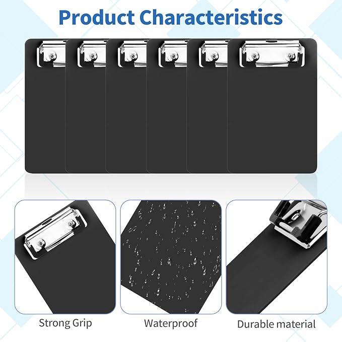 6 PCS MiNi Clipboard，Pretty Cute Small Clipboards 4×6 Inch A6 for Classrooms, Offices, Restaurants, Doctor Offices - (Black)
