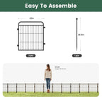 Decorative Garden Fence 24in(H) x44in(L), Thicken 2 Panels Metal No Dig Outdoor Dog Fence for Yard,Heavy Duty Animal Barrier for Dog and Rabbit, Garden Border Fence, Black