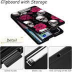 Clipboard with Storage, High Capacity Plastic Storage Clipboard with Low Profile Clip for Women Teachers Work, School & Office Supplies, Cute Pattern Decorative Clipboards, Skull Rose