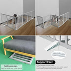 ZJSF Freestanding Indoor Dog Gate for House Foldable Wood Puppy Gate for Doorways Pet Gate for Stairs Extra Wide Pet Fence, Grey, 32" Height 6 Panels