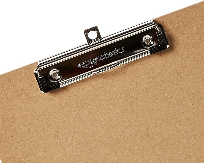 Amazon Basics Hardboard Office Clipboard,Letter Size, 9" x 12.5", 12-Pack, Brown