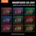 VEVOR LED Lighted Liquor Bottle Display, 3 Tiers 30 Inches, Supports USB, Illuminated Home Bar Shelf with RF Remote & App Control 7 Static Colors 1-4 H Timing, Acrylic Lighted Shelf for 24 Bottles
