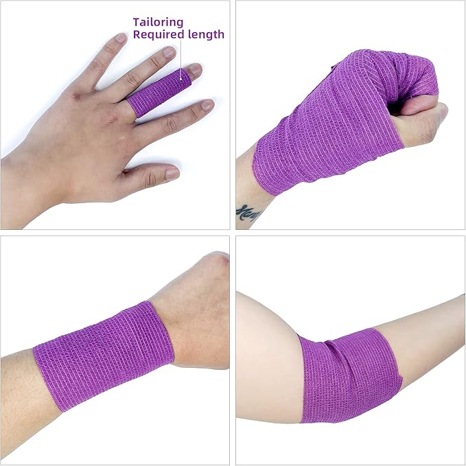 [8 Pack-4" x5Yards] Assorted Color- Self Adhesive Bandages Wrap, Athletic Elastic Cohesive Bandage for Vet Wrap, Sports Injury, Strain, Knee&Wrist, Ankle Sprains. First Aid Non-Woven Bandages