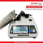 VisionTechShop DSW-100 Portion Food Scale with Dual LCD Display, Stainless Steel Platter, 60lb Capacity, 0.02lb Readability, Lb/Oz/Kg/g Switchable, Low Profile Design, NTEP Legal for Trade COC #22-007