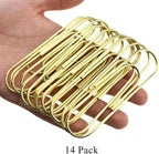 HAHIYO Paper Clips Sturdy 4 inches Length 14 Pack Paperclips Heavy Duty Tight Grip Rust Proof Reusable Metal Bright Gold for Home Office School