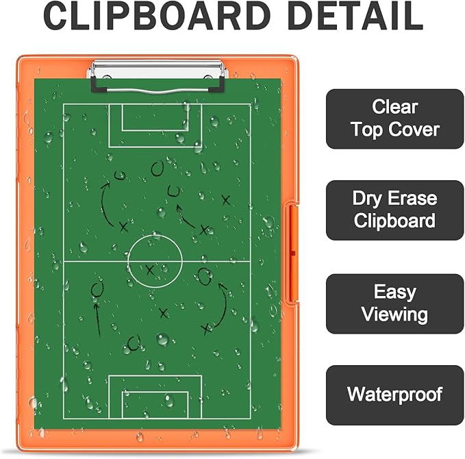 Rimilak Plastic Clipboard with Storage, Side Opening with 2 Compartment, Size 13.3 x 9.4 x 1.5 Heavy Duty High Capacity Nursing Box for Work School & Office Supplies, Orange