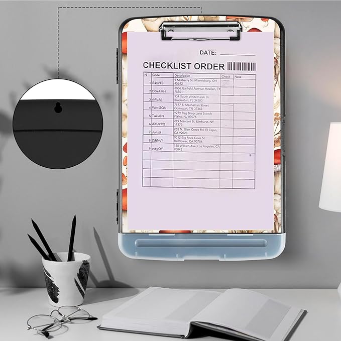 Heavy-Duty Plastic Storage Clipboard with Pen Holder, Low-Profile Clip, Clipboard Folder for Teachers and Offices