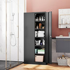 Metal Storage Cabinet-71” Tall Steel File Cabinets with Lockable Doors and Adjustable Shelves-Black Steel Storage Cabinet for Home,Kitchen, School, Office, Garage