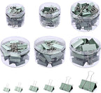 Temiary 208 Pcs Metal Binder Clips, Assorted Sizes Extra Large, Large, Medium, Small, Mini, Micro Binder Paperwork Clip, Morandi Colored Paper Clamps Bulk for Office, Home, School (Green)