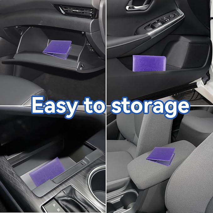 Car Registration and Insurance Holder, Premium Pu Leather Vehicle Glove Box Organizer - for Driver License, Cards & Essential Documents (S-Purple)