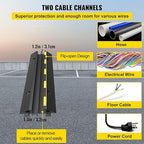 VEVOR Cable Protector Ramp, 4 Packs 2 Channels Rubber Modular Speed Bumps Rated 11000 LBS Load Capacity, Protective Wire Cord Ramp Driveway Rubber Traffic Speed Bumps Hump Cable Protector