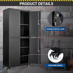 Metal Storage Cabinet-Heavy Duty Rolling Tool Cabinet Garage Storage Cabinets with Adjustable Shelves&Lockable Doors - Black