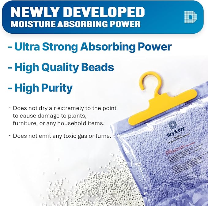 Dry & Dry 5 Packs [Net 14.1 Oz/Pack] Moisture Absorbers for Home, Basement & Bedroom - Small Dehumidifiers