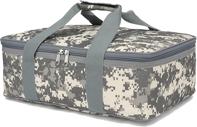 Insulated Casserole Carrier Bag - Large Portable Hot and Cold Food Storage Tote with Handles Thermal Bag for Parties, Picnics, Camping, Travel,Fits 9"x13" Baking Dish,Camo